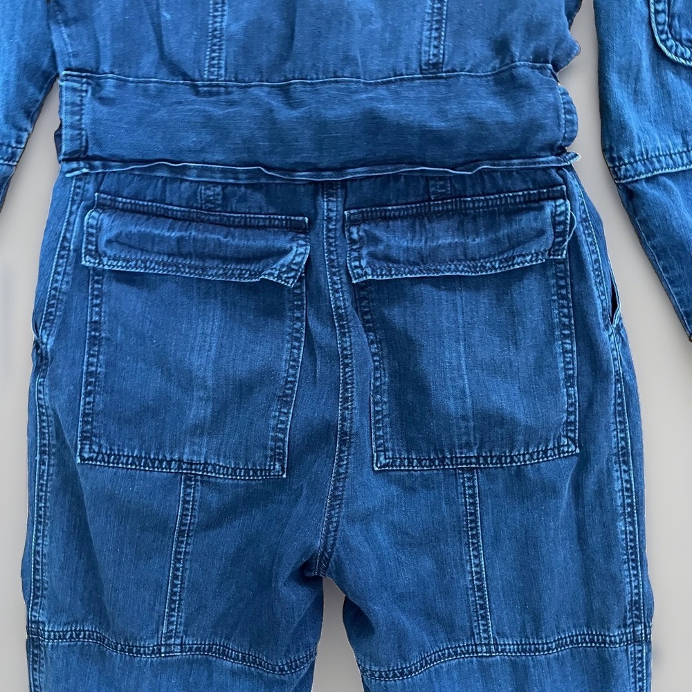 Rachel Comey Denim Jumpsuit Size 0 Womens Blue 3/4 Sleeve Utility Romper - Picture 8 of 16